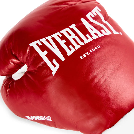 Everlast Red & White Lace-Up Boxing Gloves (Mexican Style)