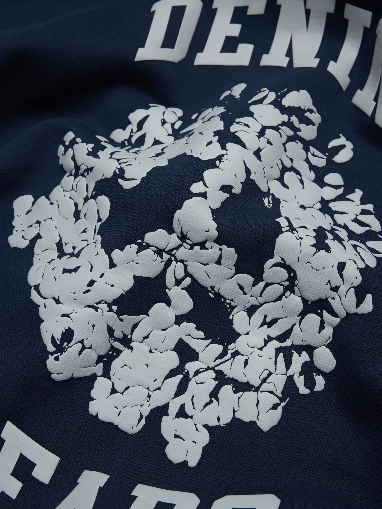 Denim U Paneled Zip Hoodie Navy