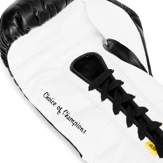 Everlast Black & White Lace-Up Boxing Gloves (Mexican Style)