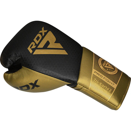 Professional Lace-Up Boxing Gloves – Premium Black & Gold Training Gloves