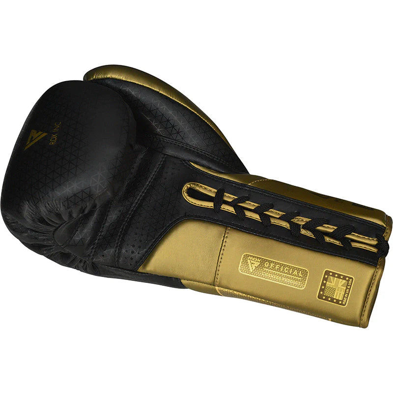 Professional Lace-Up Boxing Gloves – Premium Black & Gold Training Gloves