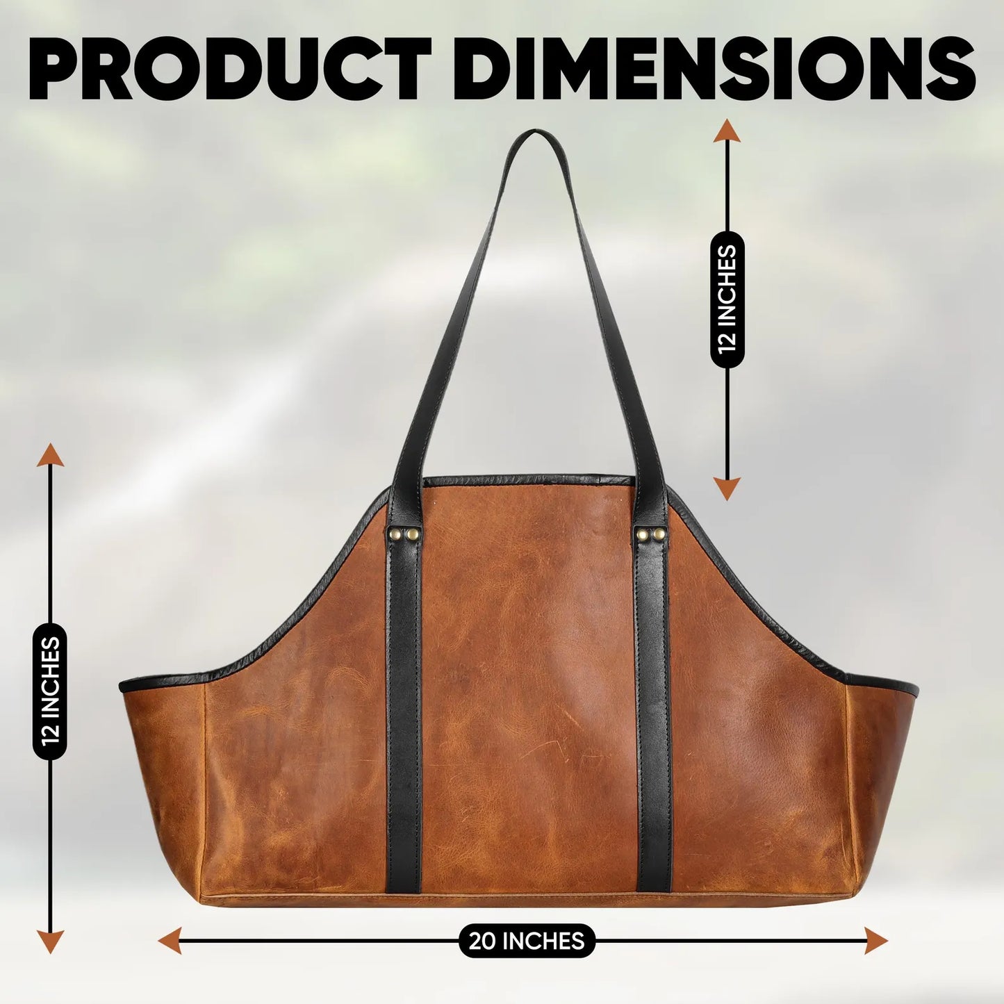 Personalized Leather Log Carrier: Crazy Horse Firewood Tote