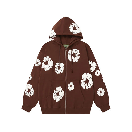 Denim Tears Cotton Wreath Zip Hoodie Brown