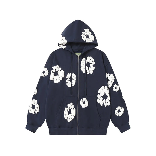 Denim Tears Cotton Wreath Zip Hoodie Navy