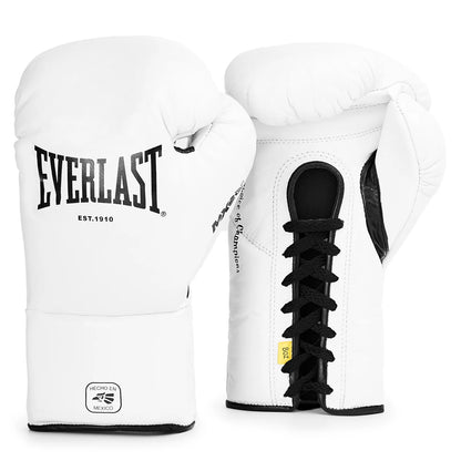 Everlast White Lace-Up Boxing Gloves (Mexican Style)