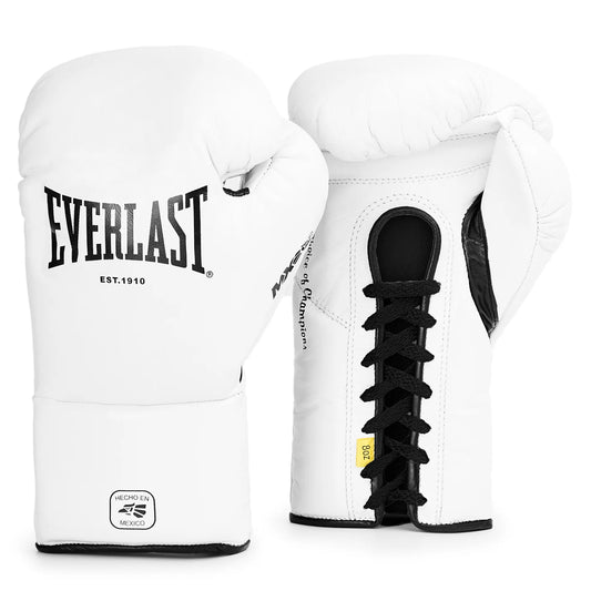 Everlast White Lace-Up Boxing Gloves (Mexican Style)
