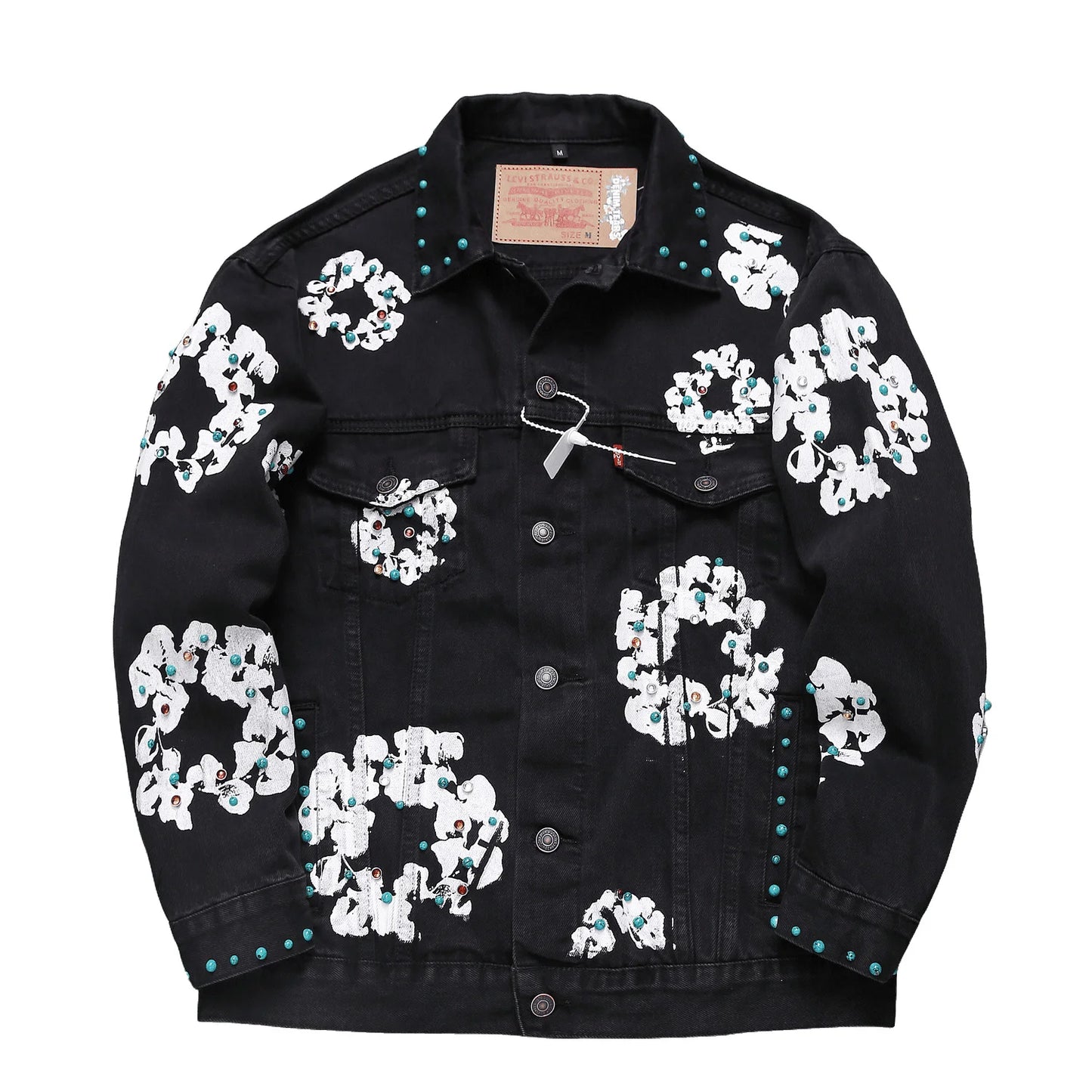 Denim Tears Studded Cotton Wreath Denim Jacket Black