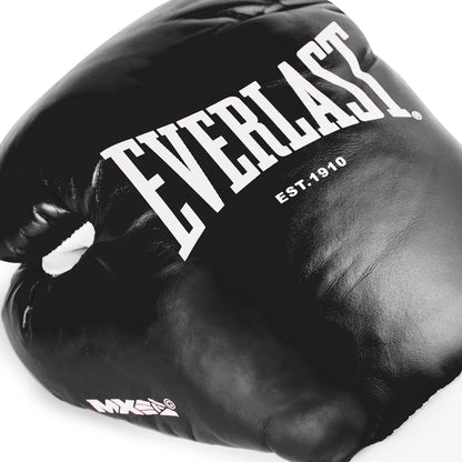 Everlast Black & White Lace-Up Boxing Gloves (Mexican Style)