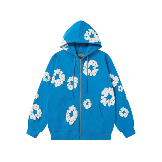 Denim Tears Cotton Wreath Zip Hoodie Blue