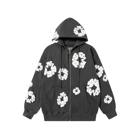 Denim Tears Cotton Wreath Zip Hoodie Grey