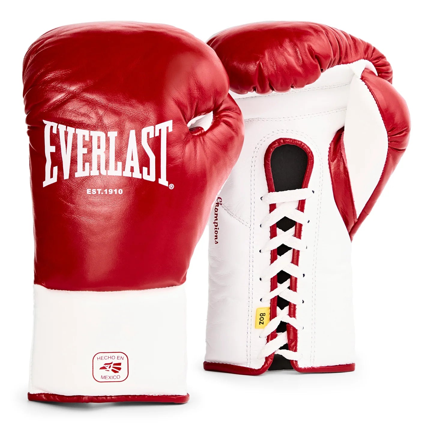 Everlast Red & White Lace-Up Boxing Gloves (Mexican Style)