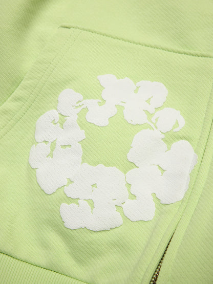 Cotton Wreath Zip Hoodie Mint