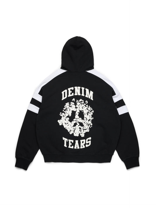 Denim U Paneled Zip Hoodie Black