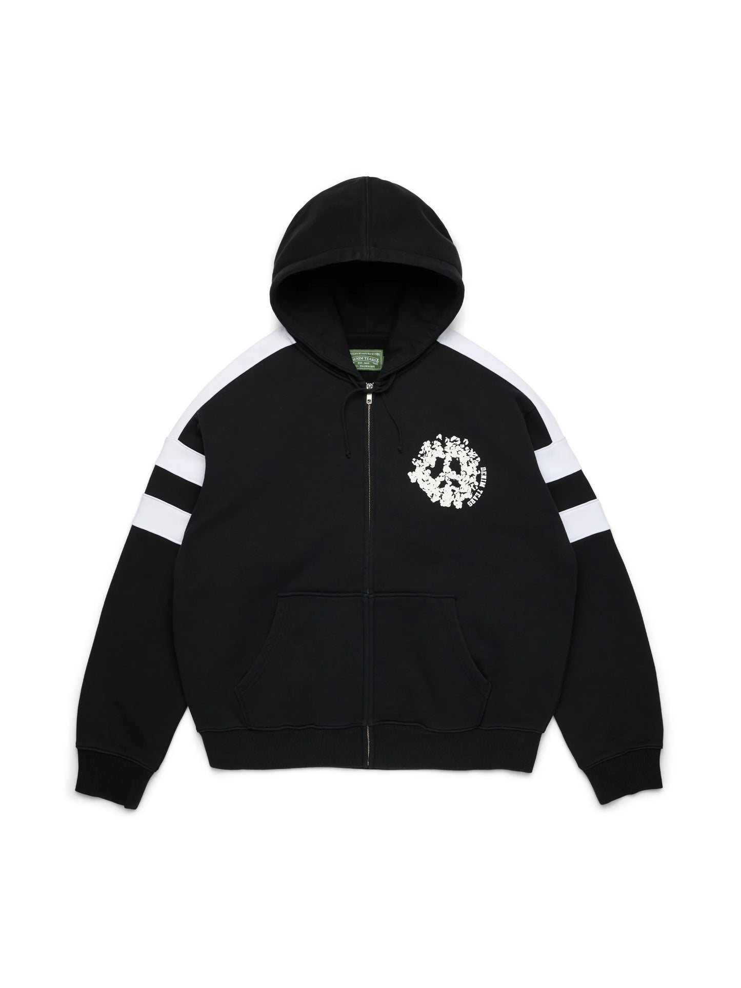 Denim U Paneled Zip Hoodie Black