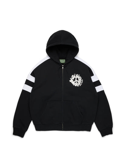 Denim U Paneled Zip Hoodie Black