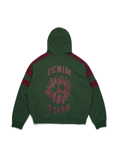 Denim U Paneled Zip Hoodie Green