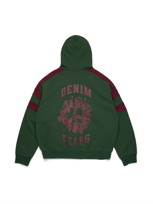 Denim U Paneled Zip Hoodie Green