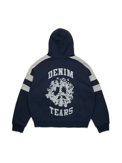 Denim U Paneled Zip Hoodie Navy