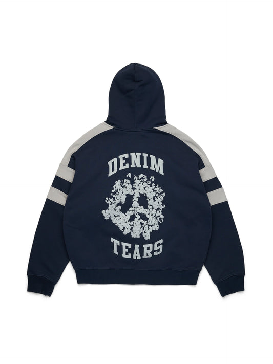 Denim U Paneled Zip Hoodie Navy