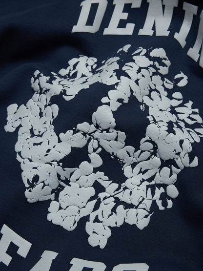 Denim U Paneled Zip Hoodie Navy