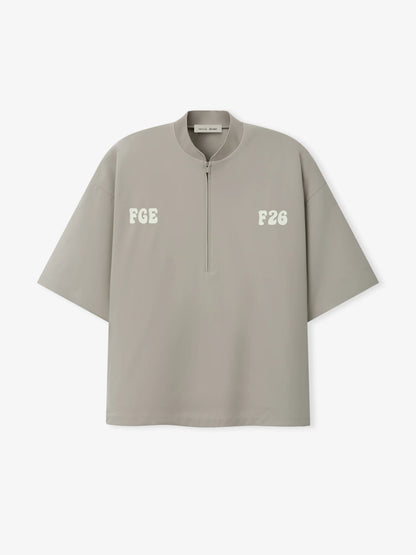 Taupe Half Zip Oversized Shirt & Gym Shorts Set – FGE F26 Athleisure Co-Ord Outfit
