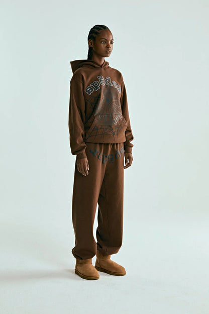 SP5DER OG WEB HOODIE BROWN