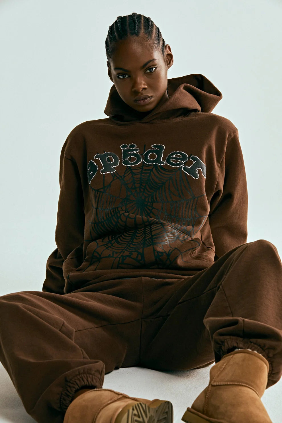 SP5DER OG WEB HOODIE BROWN