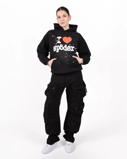 Sp5der I Heart SP5 Souvenir Hoodie Black