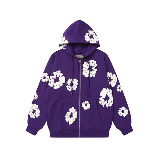 Denim Tears Cotton Wreath Zip Hoodie Purple