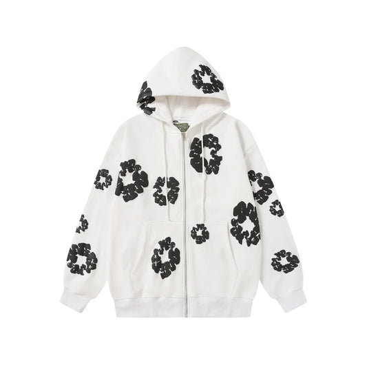 Denim Tears Cotton Wreath Zip Hoodie White