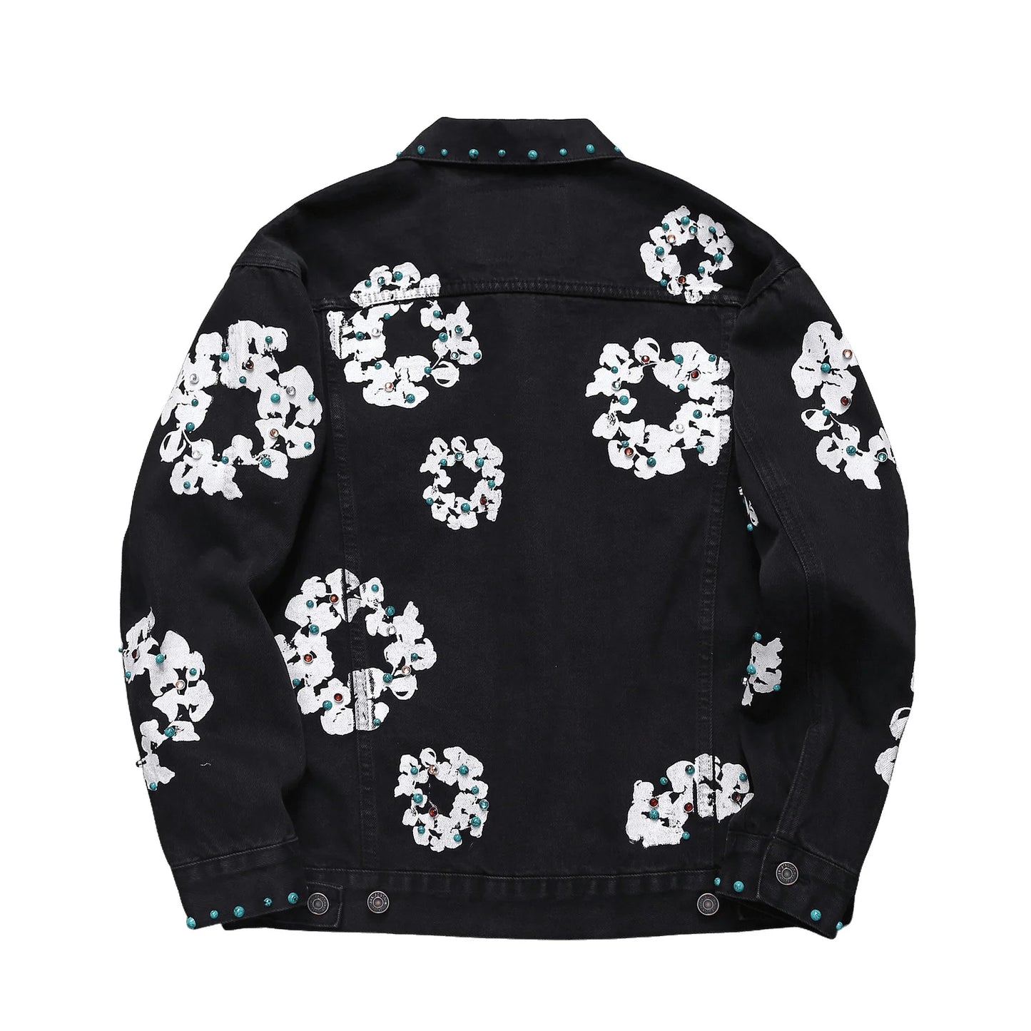 Denim Tears Studded Cotton Wreath Denim Jacket Black