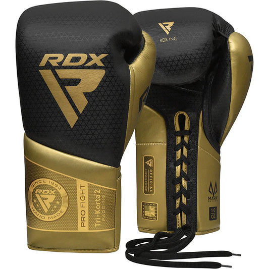Professional Lace-Up Boxing Gloves – Premium Black & Gold Training Gloves