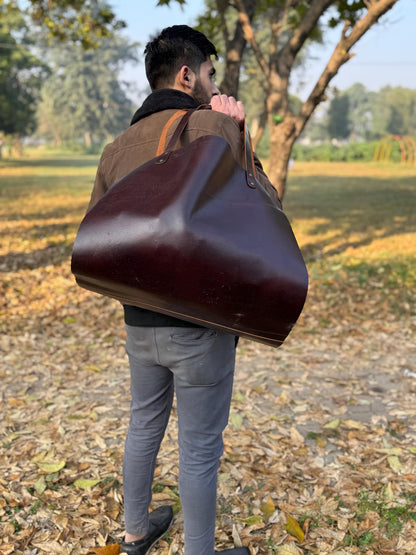 Personalized Leather Log Carrier | Firewood Tote Bag, Winter Storage