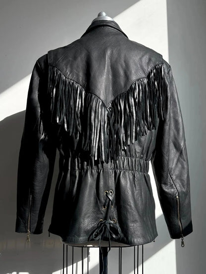 Fringe Leather Moto Jacket: Western Cowgirl Biker Style