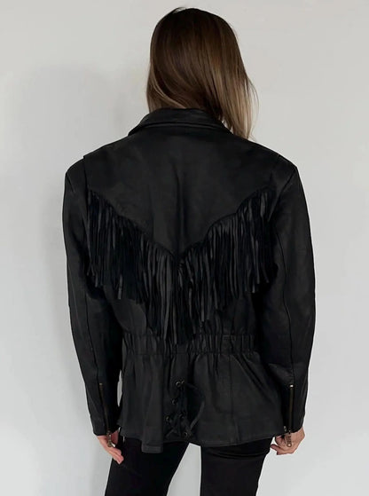 Fringe Leather Moto Jacket: Western Cowgirl Biker Style