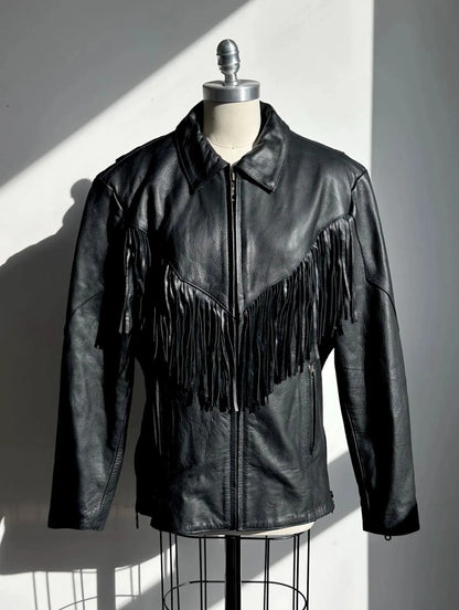 Fringe Leather Moto Jacket: Western Cowgirl Biker Style