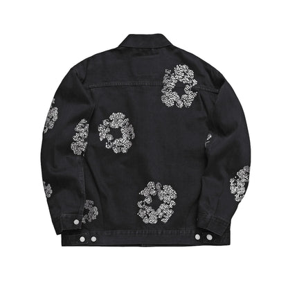Denim Tears Rhinestone Cotton Wreath Denim Jacket Black