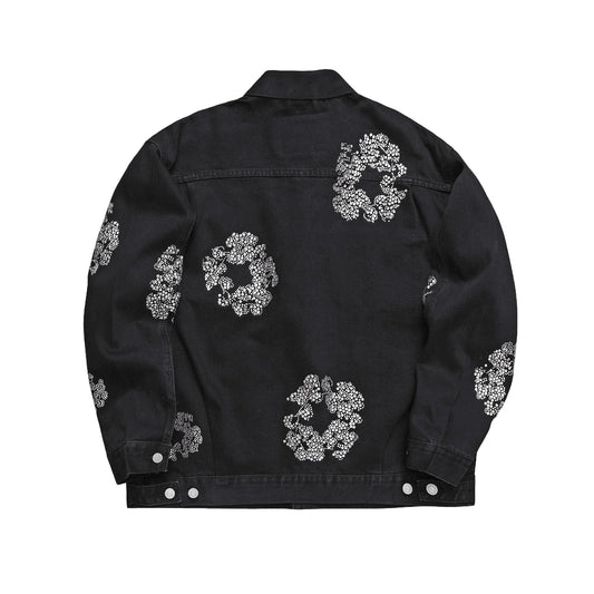 Denim Tears Rhinestone Cotton Wreath Denim Jacket Black