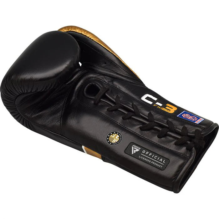 Black and Gold Lace-Up Boxing Gloves – Sparring Gloves with Premium Padding