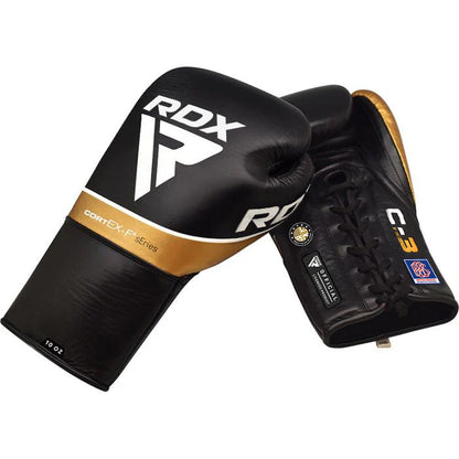 Black and Gold Lace-Up Boxing Gloves – Sparring Gloves with Premium Padding