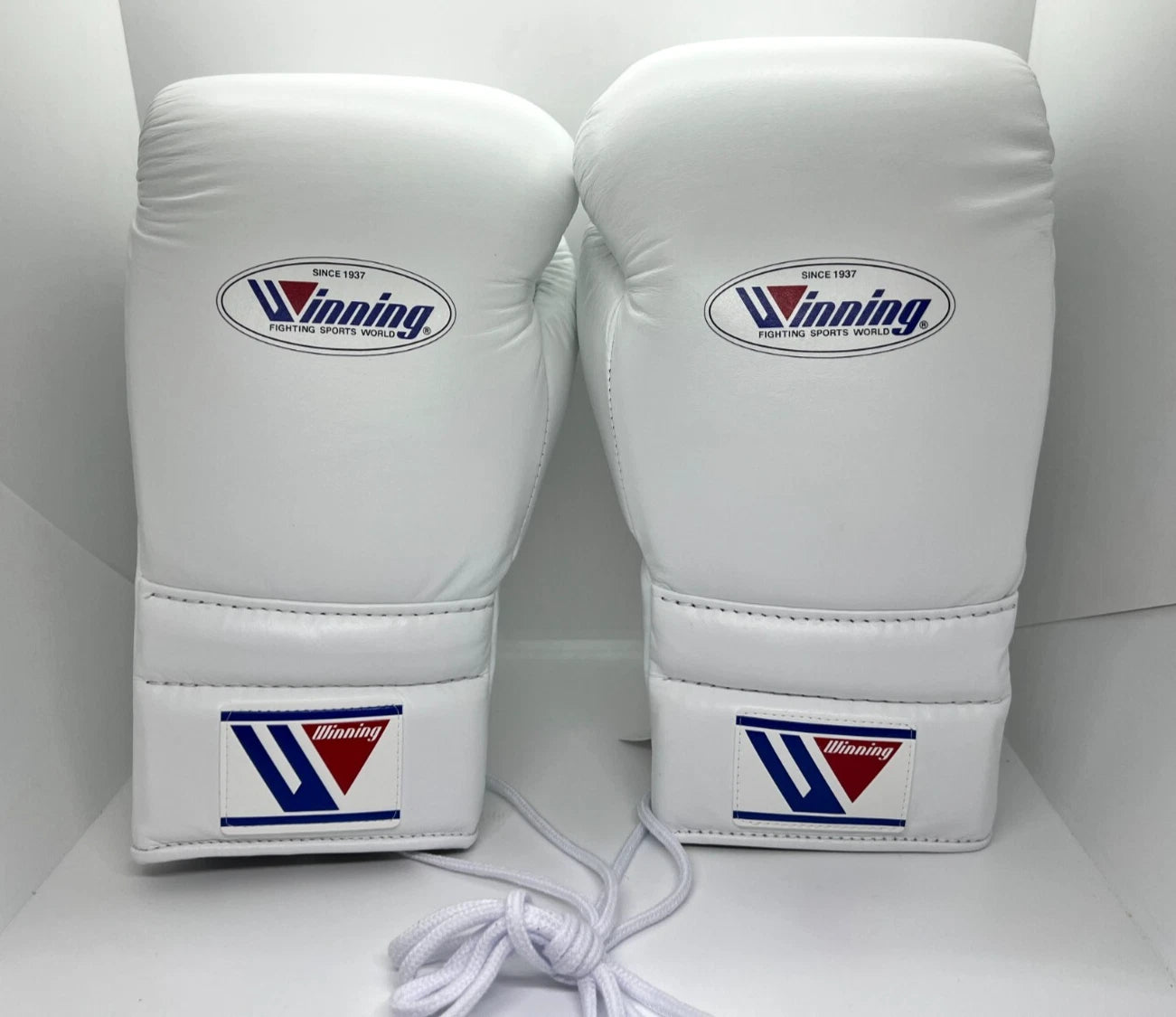Classic White Lace-Up Boxing Gloves