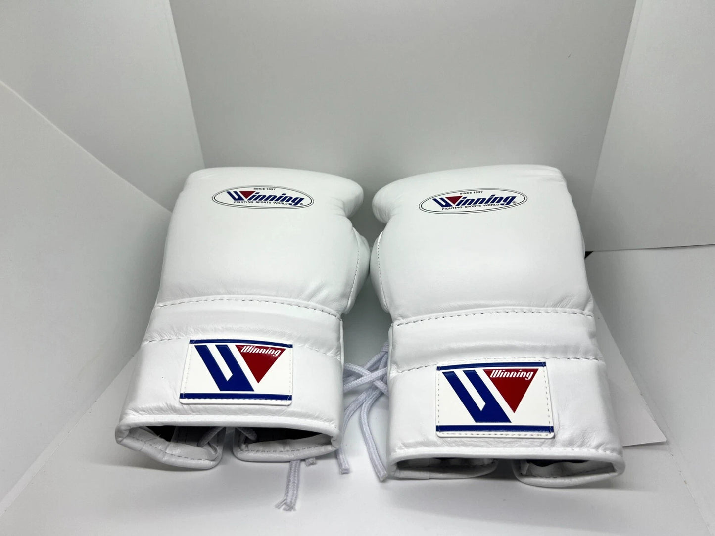 Classic White Lace-Up Boxing Gloves