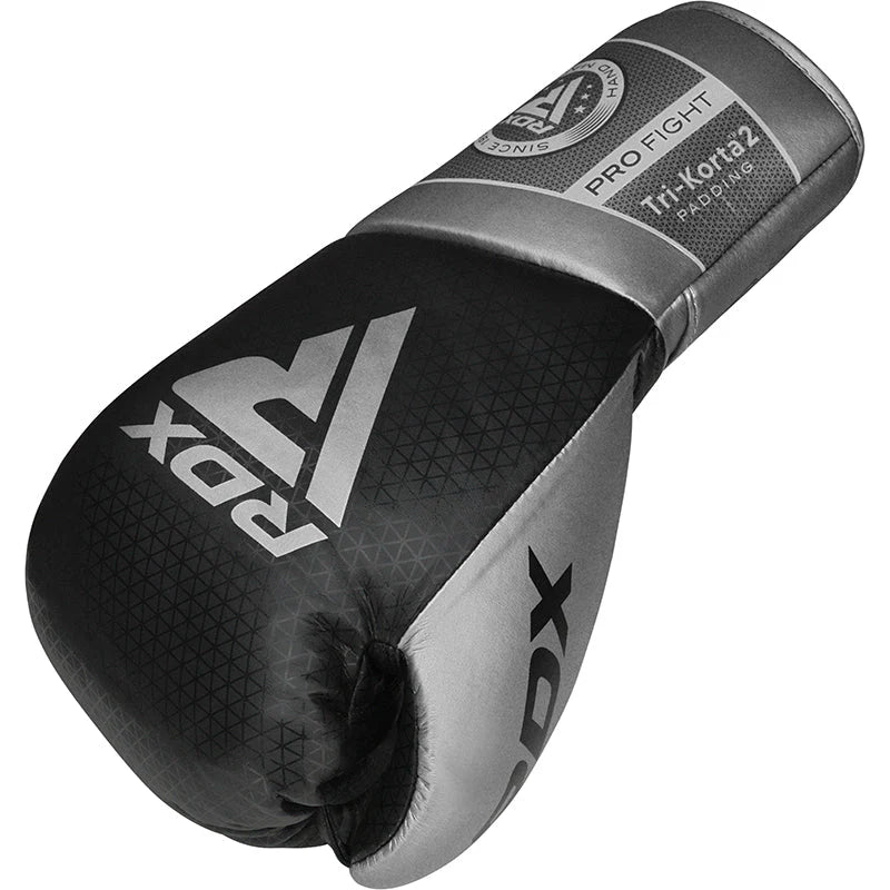 Premium Fight Gloves – Lace-Up Design, Black and Silver
