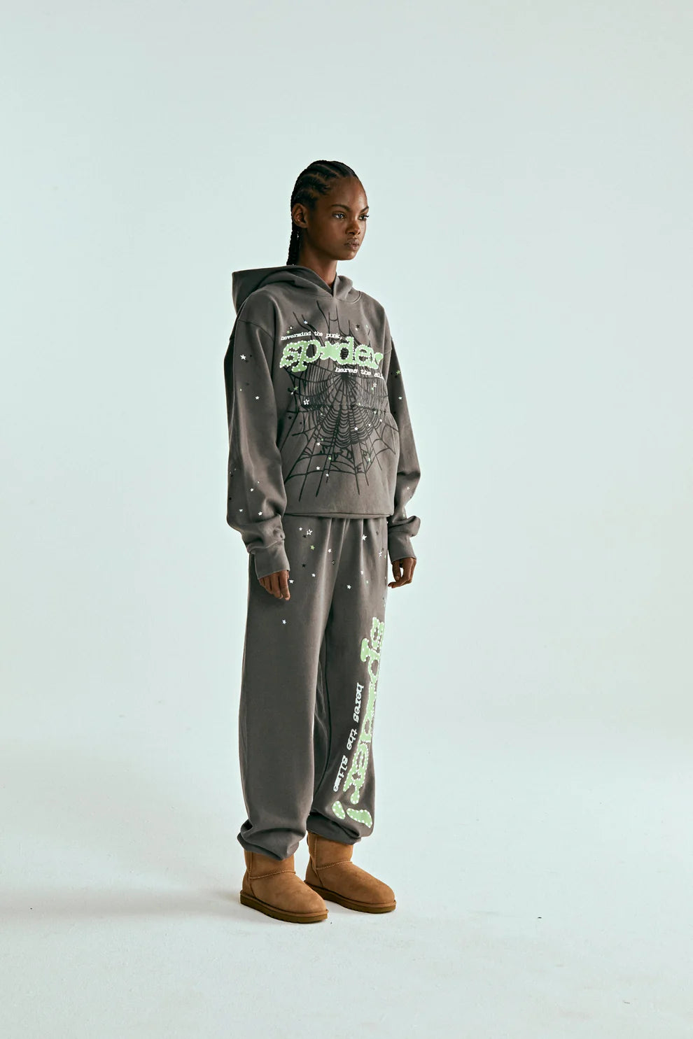 Sp5der Punk V2 Hoodie Slate Grey