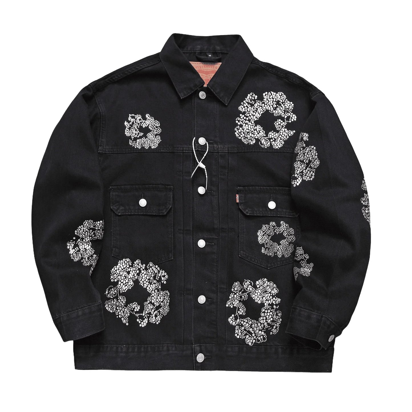 Denim Tears Rhinestone Cotton Wreath Denim Jacket Black