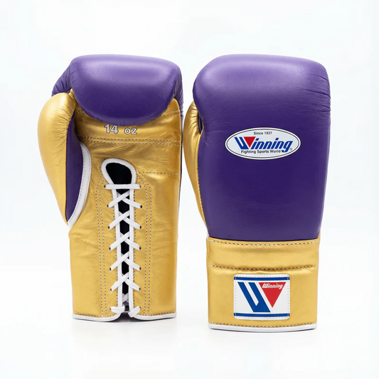 WINNING LACE-UP BOXING GLOVES - PURPLE/GOLD